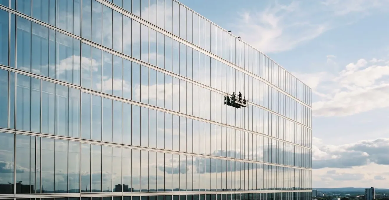Specialized equipment and labor involved in maintaining pristine glass architectural surfaces