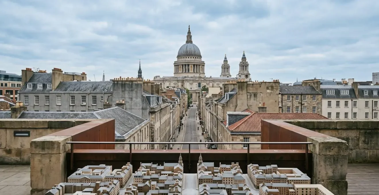 Conceptual visualization showing protected sightline corridors limiting building heights