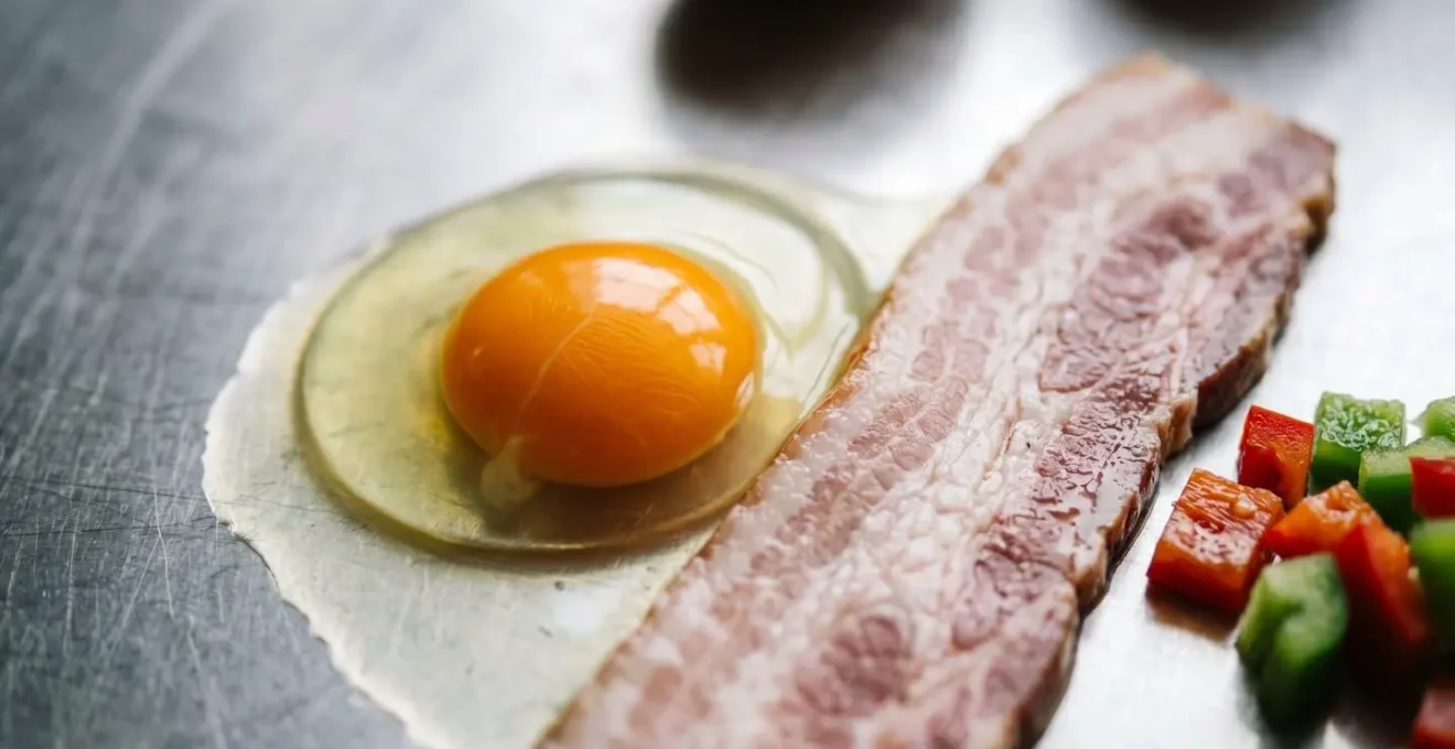 Close-up of fresh breakfast ingredients showing quality and texture