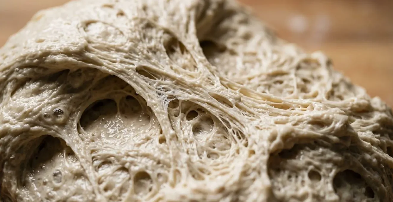 Macro detail of bagel dough texture showing gluten development