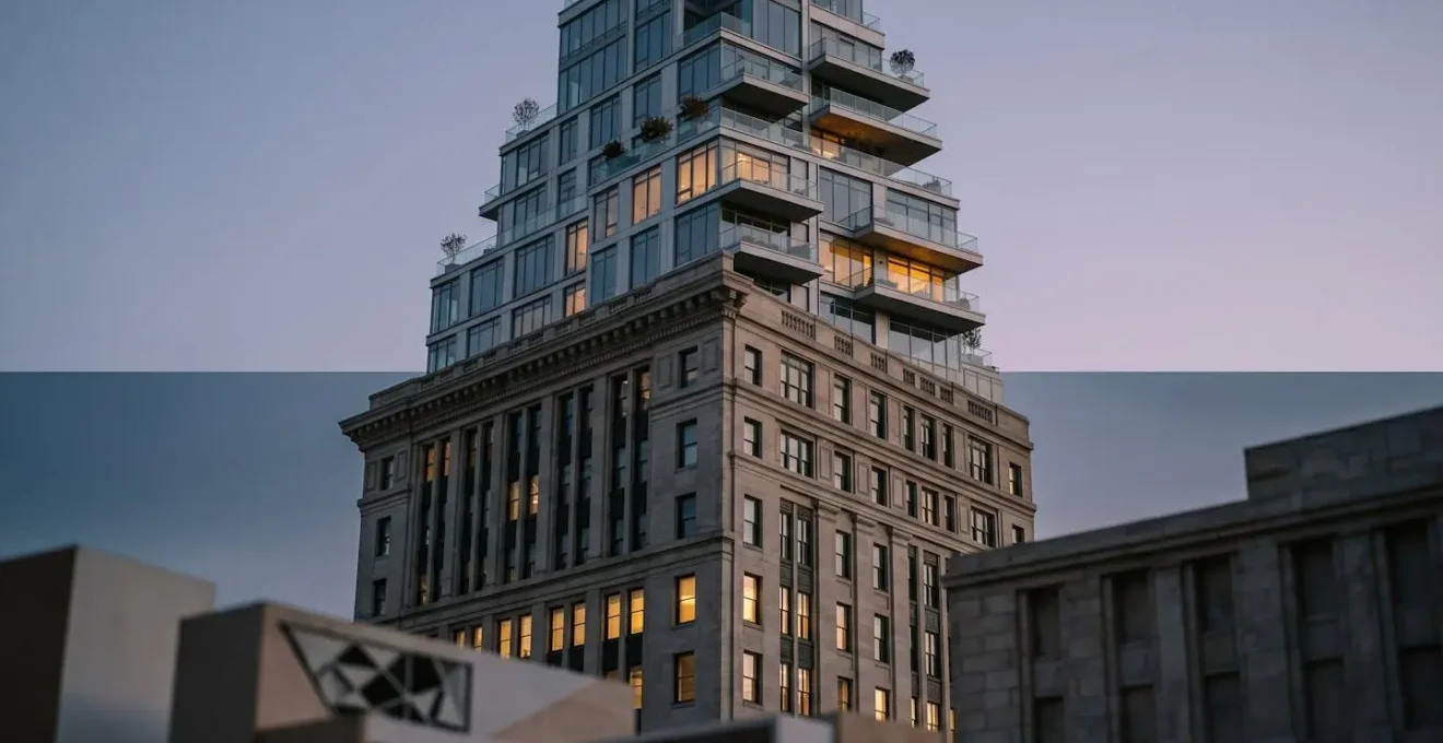 Architectural cross-section showing increased density through vertical expansion of converted building